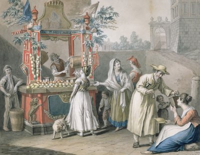 飲み物の屋台（L&39;Acquaiolo）、1819（鉛筆とトイレ） 作： Saviero Xavier della Gatta